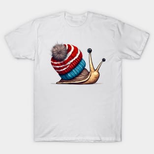 Cute snail wearing a pom pom toque T-Shirt